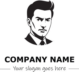a man silhouette black and white for logo company vector image