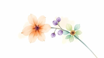 Obraz premium Elegant Floral Embrace: A close-up, delicate blossoms in soft hues. This image invites viewers to appreciate the gentle beauty of nature's art