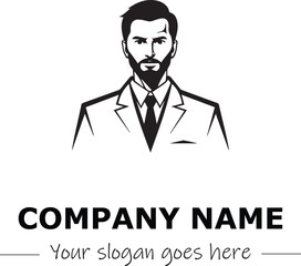 a man silhouette black and white for logo company vector image