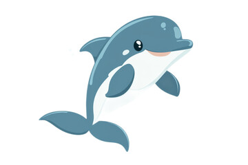 Obraz premium A cartoon dolphin is jumping out of the water