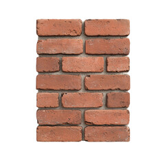 Obraz premium Red brick wall section on transparent background. Construction material for building and design.