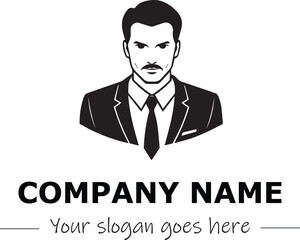 a man silhouette black and white for logo company vector image