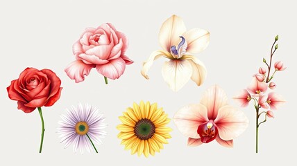 Beautiful Floral Collection Roses Orchids Sunflowers Gerbera