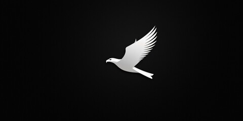 Obraz premium Dynamic White Hawk in Flight Isolated on Black Background Digital Art Minimalist Style Conceptual Design