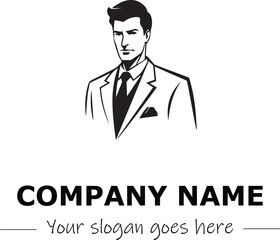 a man silhouette black and white for logo company vector image