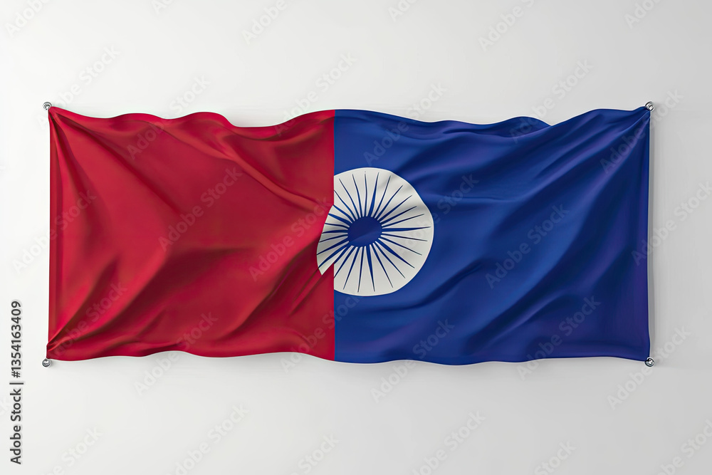 Poster clear pixel visual of nepal flag banner design isolated on white background