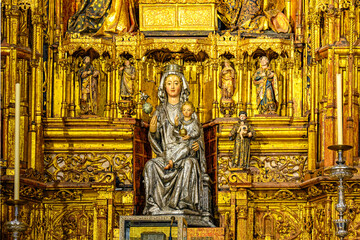 Detail of the medieval altar in the Seville Cathedral, Spain