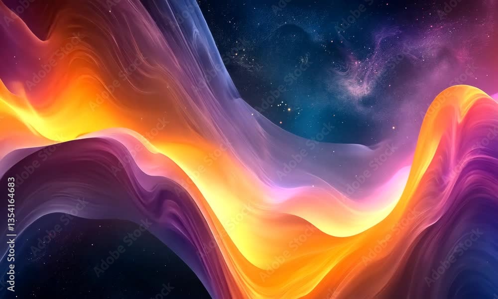 Poster abstract multicolored fractal smoke flows in a slow motion creating an impressive view