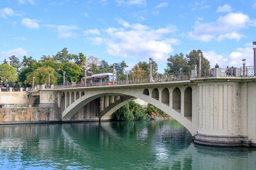 Architecture San Telmo Bridge over the Guadalquivir River, Seville, Spain