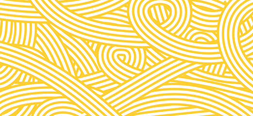 Abstract line pattern. Spaghetti background for design. Geometric linear texture of yellow noodles or pasta.