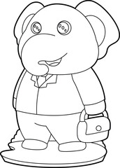 Elephant Gentleman Bag Animal Vector Graphic Art Illustration