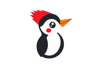 Fototapeta premium A cute penguin with a red beak and orange eyes