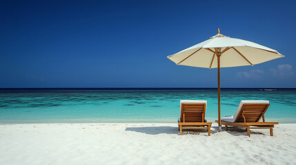 Sunny beach with chair