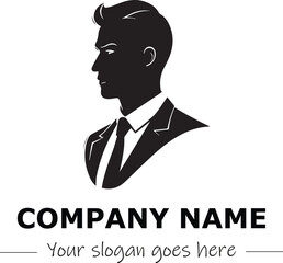 a man silhouette black and white for logo company vector image