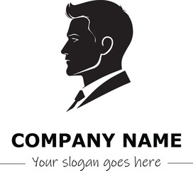 a man silhouette black and white for logo company vector image