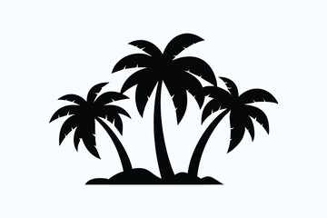 Fototapeta premium Palm Tree Silhouette Clipart - Tropical Island Vector Graphic