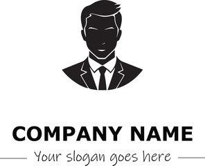 a man silhouette black and white for logo company vector image