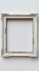 Contemporary white frame positioned on a wall in a stylish setting highlighting the artwork and interior design elements