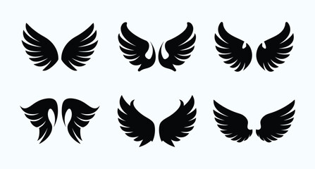 Obraz premium Black Wing Icons Set - 06 Abstract Stylized Vector Designs