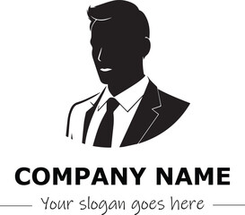a man silhouette black and white for logo company vector image
