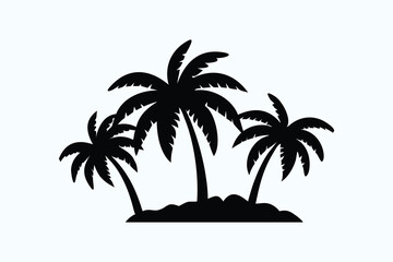 Fototapeta premium Palm Tree Silhouette Clipart - Tropical Island Vector Graphic