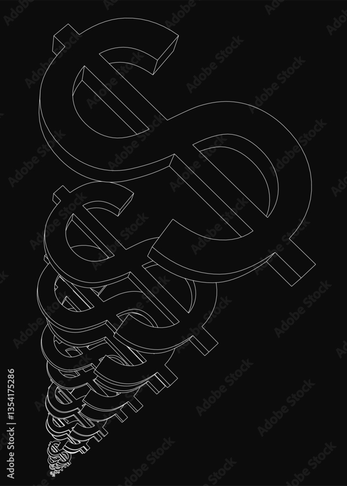 Aufkleber a series of dollar signs are shown in a black and white. the dollar signs are arranged in a spiral, 