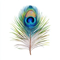 Obraz premium Stunning watercolor representation of a close-up peacock feather highlighting its colorful and intricate patterns