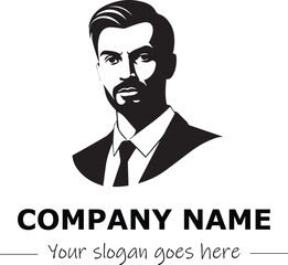 a man silhouette black and white for logo company vector image