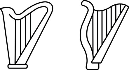 Harp Icon – Editable Stroke Outline Design