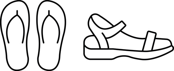 Sandal Icon – Editable Stroke Outline Design