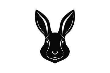 A black and white silhouette vector art of a rabbit?s head.eps