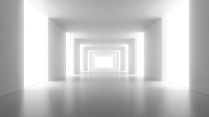 A long hallway bathed in natural light streaming through walls creating a warm and inviting atmosphere