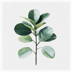 A single vibrant green leaf isolated on a bright white background perfect for freshness and nature themes