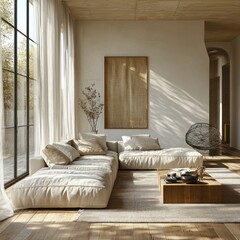 Luxury Living Room. Elegant Interior with Sophisticated Decor, Stylish Furniture, and Warm Ambiance. Interior Design and Real Estate Concept with Copy Space. Real Estate and Home Decor Concept.