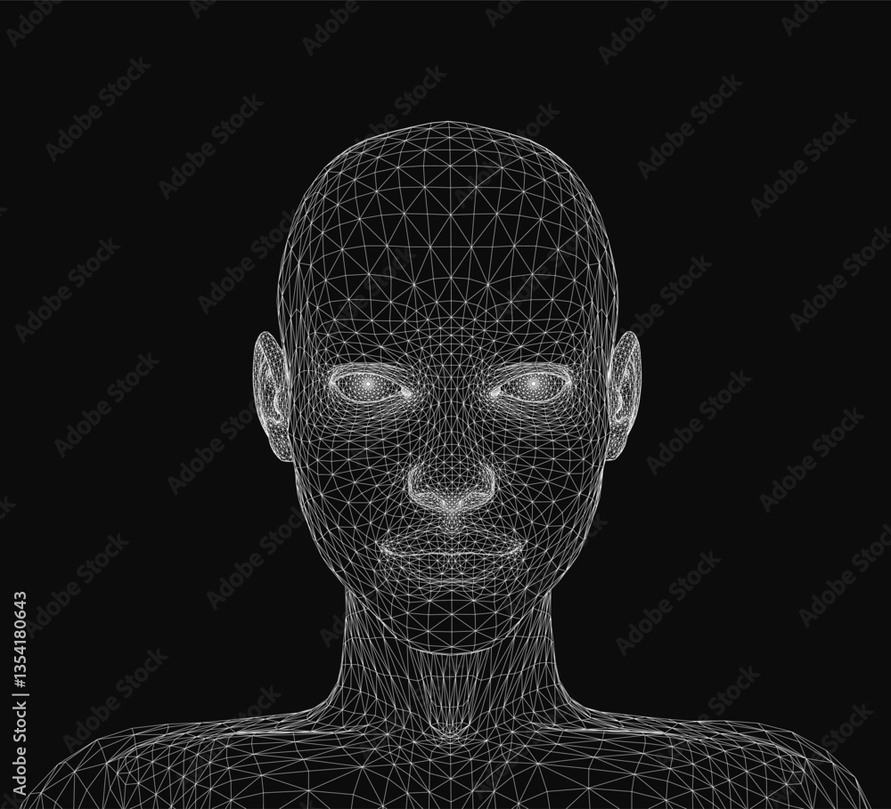 Poster a close up of a face with a lot of detail. the face is black and white and has a lot of lines and do