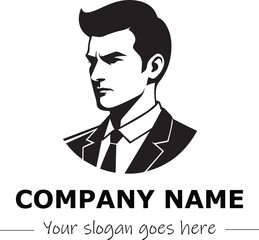 a man silhouette black and white for logo company vector image