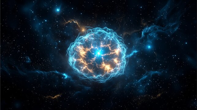 realistic depiction of an ancient extraterrestrial species with bioluminescent patterns, emerging from a swirling nebula, their advanced technology infused with organic elements