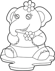 Elephant Flowers Animal Vector Graphic Art Illustration