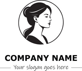 a woman silhouette black and white for logo company vector image
