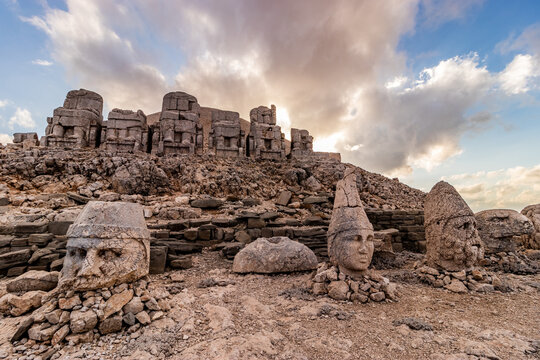 Ancient sculptures at the peak of Mount Nemrut, Turkey