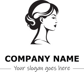 a woman silhouette black and white for logo company vector image