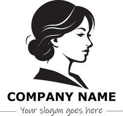 a woman silhouette black and white for logo company vector image