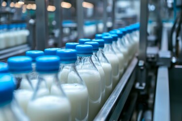 Fototapeta premium Automated Bottling Machine for Dairy Products