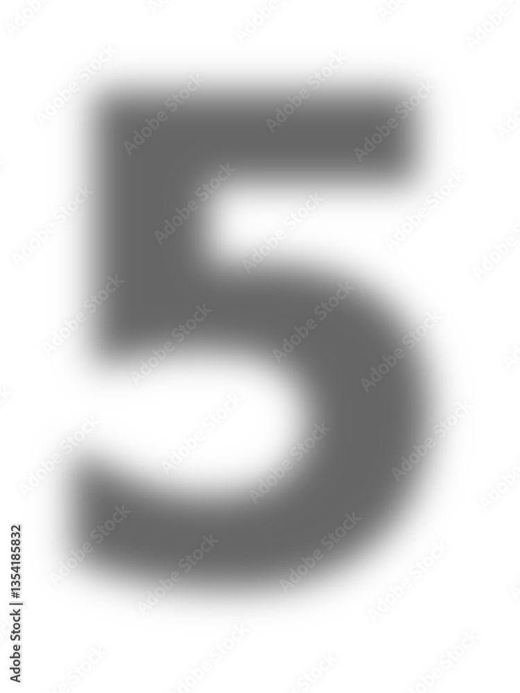 Poster number five with soft blurred drop shadow on transparent background, ideal for graphic design and cr