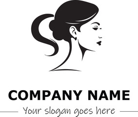 a woman silhouette black and white for logo company vector image