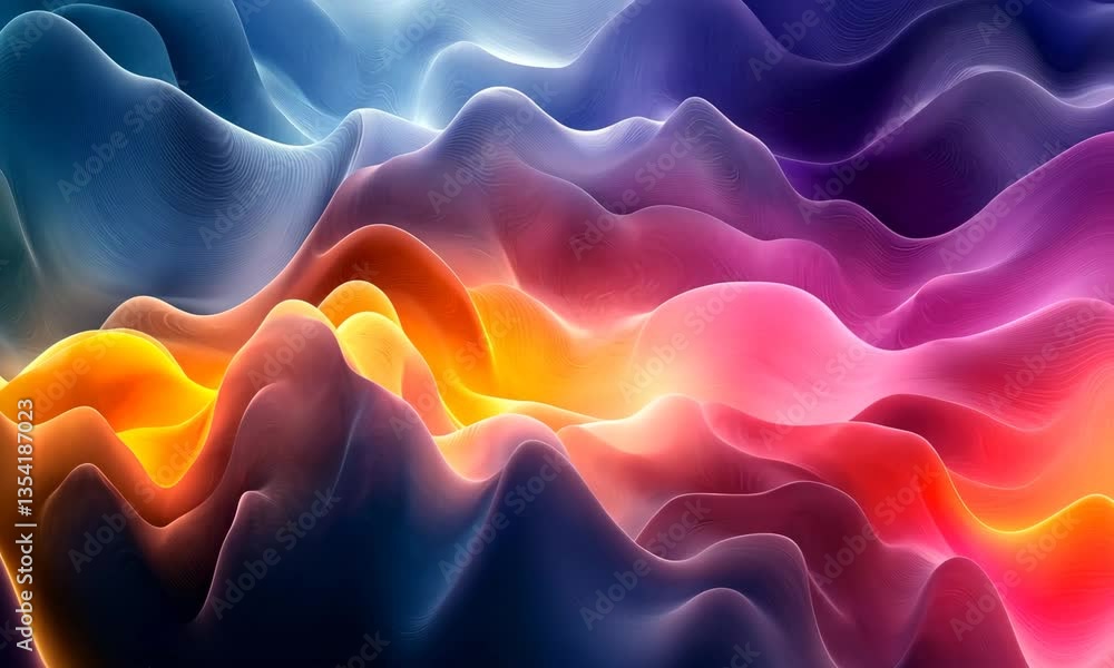 Poster abstract flowing gradient waves background - vivid color transition, dynamic motion