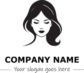 a woman silhouette black and white for logo company vector image
