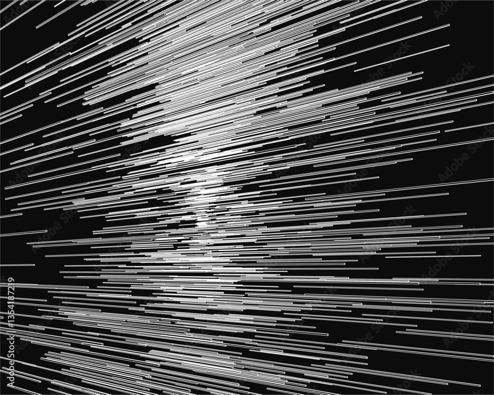 Poster a black and white image of a starry sky with a white streak of light. the image is abstract and has 