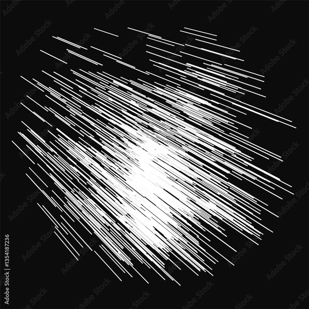 Poster a black and white image of a white streak of light in the sky. the image is abstract and has a sense
