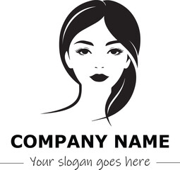 a woman silhouette black and white for logo company vector image
